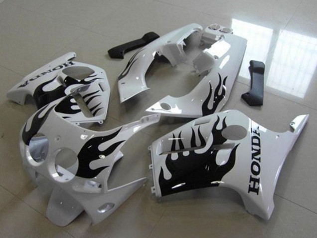 1988-1989 Honda CBR250RR MC19 Motorcycle Fairings - White Glossy Black Flame Canada