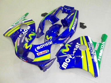 1990-1998 Honda CBR250RR MC22 Motorcycle Fairings - Blue Yellow Green MoviStar Castrol Canada