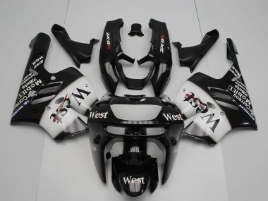 1994-1997 Kawasaki ZX9R Motorcycle Fairings - Glossy Black White West Canada