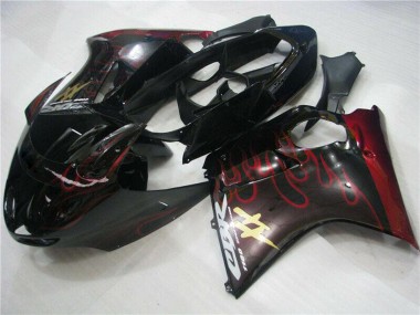 1996-2007 Honda CBR1100XX Blackbird Abs Motorcycle Fairings - Glossy Black Red Flame Canada