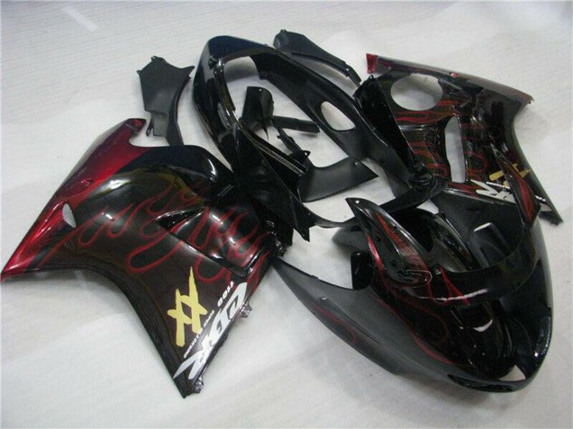1996-2007 Honda CBR1100XX Blackbird Abs Motorcycle Fairings - Glossy Black Red Flame Canada