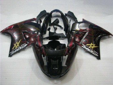 1996-2007 Honda CBR1100XX Blackbird Abs Motorcycle Fairings - Glossy Black Red Flame Canada