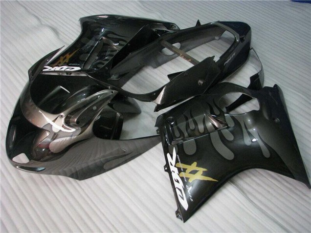 1996-2007 Honda CBR1100XX Blackbird Motorcycle Fairings - Glossy Black Silver Flame Canada
