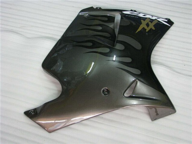 1996-2007 Honda CBR1100XX Blackbird Motorcycle Fairings - Glossy Black Silver Flame Canada