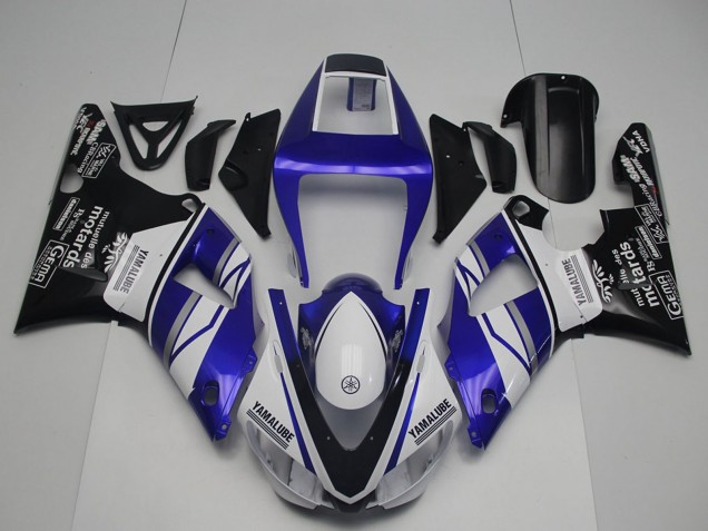 1998-1999 Yamaha YZF R1 Motorcycle Fairings - Blue White Glossy Black Yamalube Motards Canada