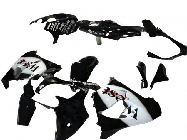 2000-2001 Kawasaki ZX9R Motorcycle Fairing - Glossy Black White West Canada
