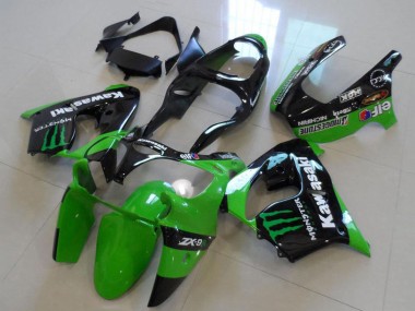 2000-2001 Kawasaki ZX9R Motorcycle Fairings - Glossy Black Green Monster Canada