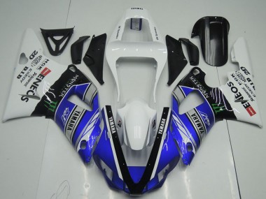 2000-2001 Yamaha YZF R1 Motorcycle Fairings - White Blue Black ENEOS Monster Canada
