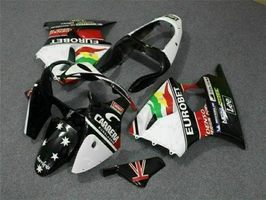2000-2002 Kawasaki ZX6R Motorcycle Fairings - White Red Yellow Green Glossy Black Star EuroBet Canada