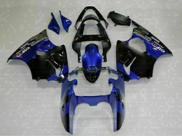 2000-2002 Kawasaki ZX6R Motorcycle Fairings - Blue Glossy Black Elf Bridgestone Canada