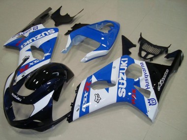2000-2002 Suzuki GSXR 1000 Motorcycle Fairings - White Blue Glossy Black Canada