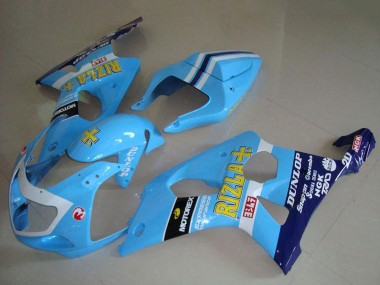 2000-2002 Suzuki GSXR 1000 Motorcycle Fairings - Light Blue Yellow Black White Yellow Rizla Canada