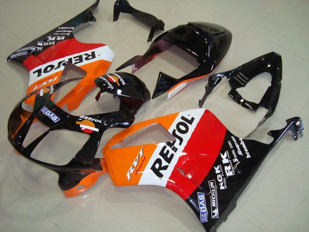 2000-2006 Honda VTR1000 Motorcycle Fairings - Orange White Red Glossy Black Repsol Canada