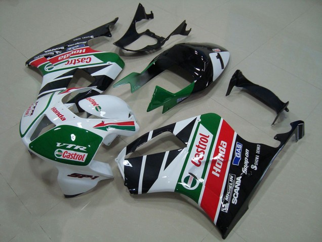 2000-2006 Honda VTR1000 Bike Fairing - White Red Green Glossy Black Castrol Canada