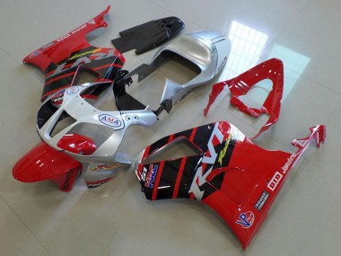 2000-2006 Honda VTR1000 Motorcycle Fairings - Silver Red Glossy Black Stripe Canada