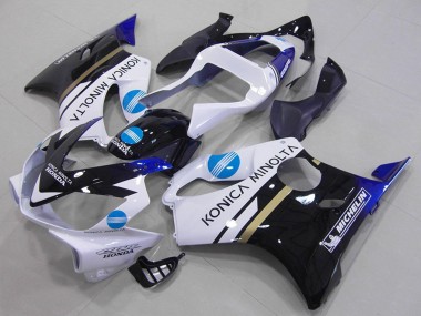 2001-2003 Honda CBR600 F4i Motorcycle Fairings - White Blue Glossy Black Konica Minolta Canada