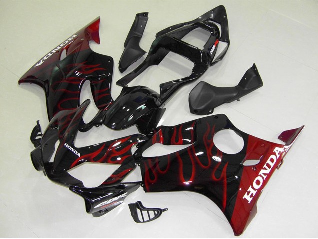 2001-2003 Honda CBR600 F4i Motorcycle Fairings - Glossy Black Red Flame Canada