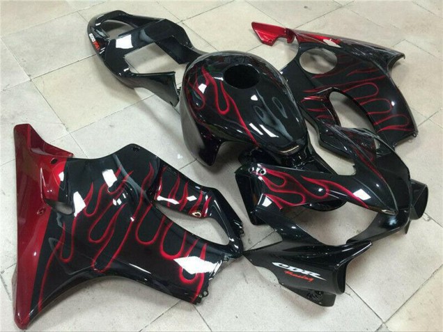 2001-2003 Honda CBR600 F4i Motorcycle Fairing - Glossy Black Red Flame Canada