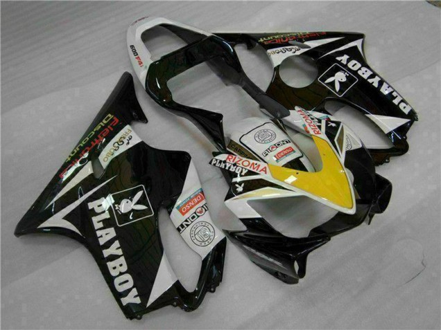 2001-2003 Honda CBR600 F4i Motorcycle Fairings - White Yellow Glossy Black Playboy Canada