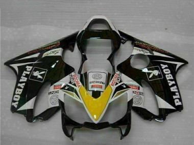 2001-2003 Honda CBR600 F4i Motorcycle Fairings - White Yellow Glossy Black Playboy Canada