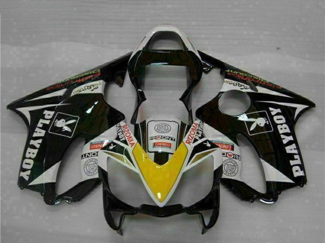 2001-2003 Honda CBR600 F4i Motorcycle Fairings - White Yellow Glossy Black Playboy Canada