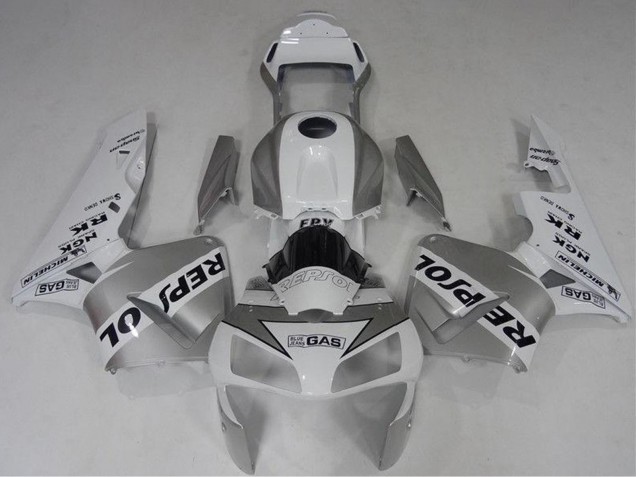 2003-2004 Honda CBR600RR Motorcycle Fairing - White Silver Black Repsol Canada