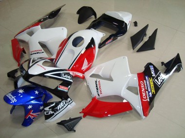 2003-2004 Honda CBR600RR Motorcycle Fairings - White Red Blue Glossy Black Star Lee Canada