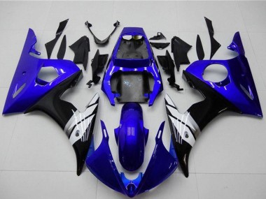 2003-2004 Yamaha YZF R6 Motorcycle Fairings - Blue White Glossy Black Canada