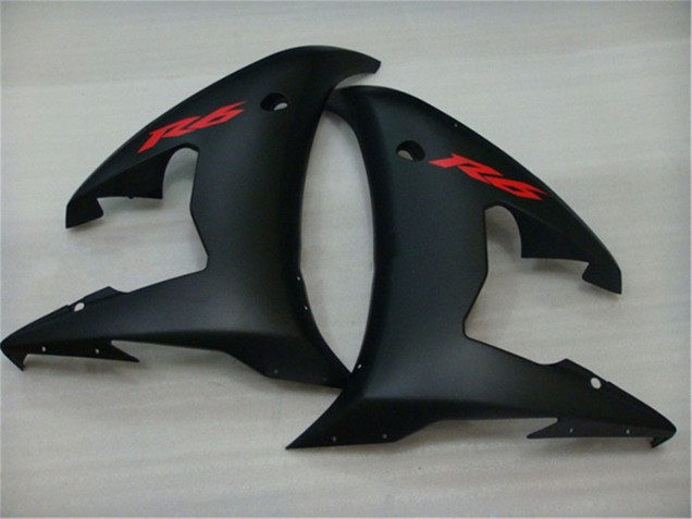 2003-2004 Yamaha YZF R6 Motorcycle Fairings - Glossy Black Matte Black Red Decals Canada