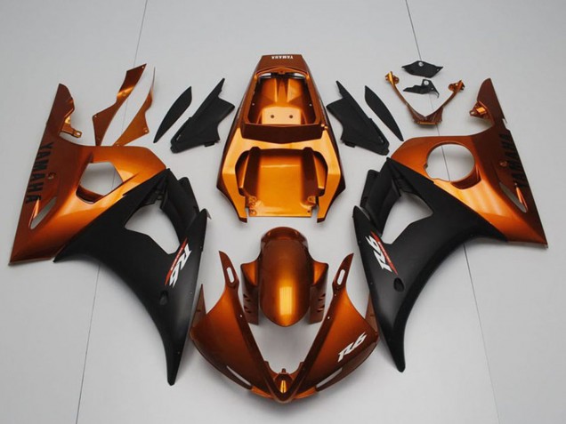 2003-2004 Yamaha YZF R6 Motorcycle Fairings - Orange Matte Black Canada