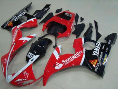 2003-2004 Yamaha YZF R6 Motorcycle Fairings - Red White Glossy Black Santander Motul Canada