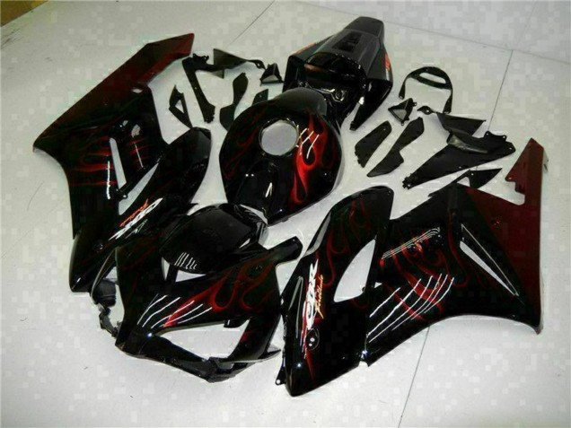 2004-2005 Honda CBR1000RR Motorcycle Fairings - Glossy Black Red Flame Canada