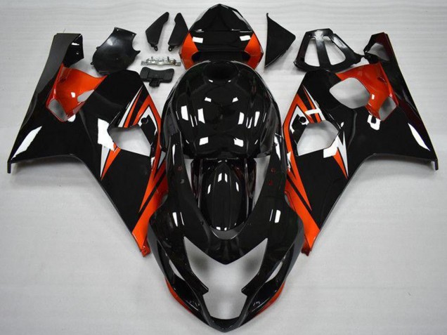 2004-2005 Suzuki GSXR 600/750 Motorcycle Fairings - Glossy Black Red Stripe Canada