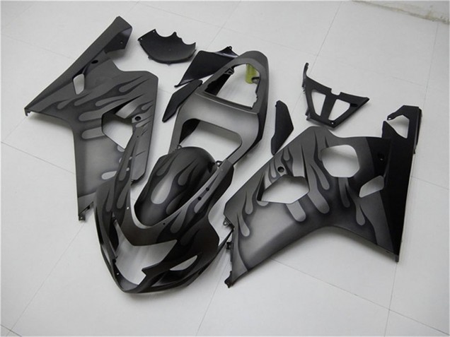 2004-2005 Suzuki GSXR 600/750 Motorcycle Fairings - Grey Black Flame Canada