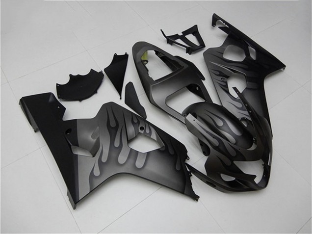 2004-2005 Suzuki GSXR 600/750 Motorcycle Fairings - Grey Black Flame Canada