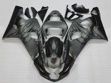 2004-2005 Suzuki GSXR 600/750 Motorcycle Fairings - Grey Black Flame Canada