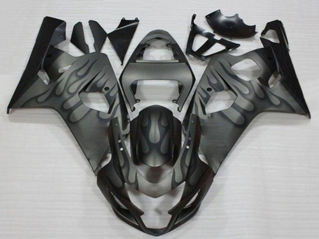 2004-2005 Suzuki GSXR 600/750 Motorcycle Fairings - Grey Black Flame Canada