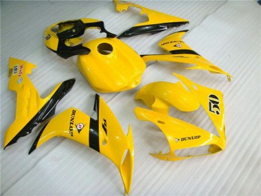 2004-2006 Yamaha YZF R1 Motorcycle Fairings - Yellow Glossy Black Dunlop 50 Canada