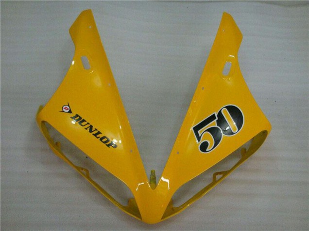 2004-2006 Yamaha YZF R1 Motorcycle Fairings - Yellow Glossy Black Dunlop 50 Canada