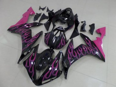 2004-2006 Yamaha YZF R1 Motorcycle Fairings - Glossy Black Pink Flame Canada