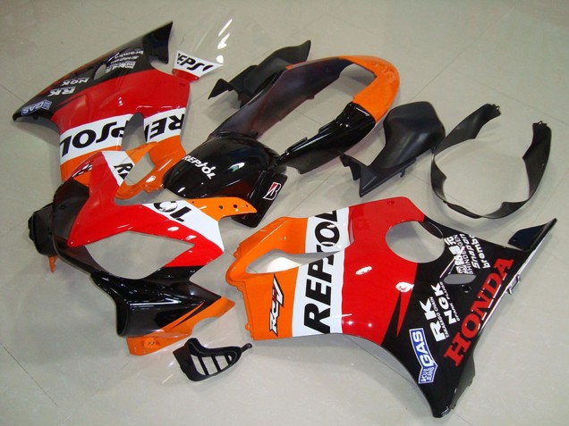 2004-2007 Honda CBR600 F4i Motorcycle Fairing - Orange White Red Glossy Black Repsol Canada