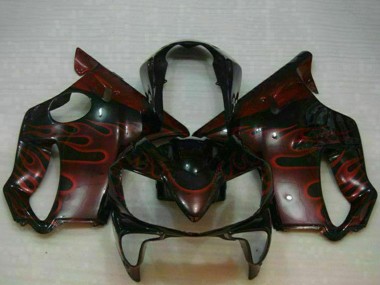 2004-2007 Honda CBR600 F4i Motorcycle Fairings - Glossy Black Red Flame Canada