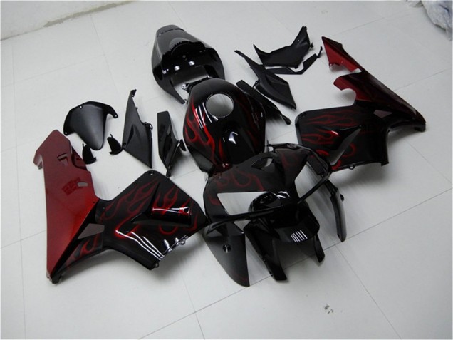 2005-2006 Honda CBR600RR Motorcycle Fairing Kits - Glossy Black Red Flame Canada