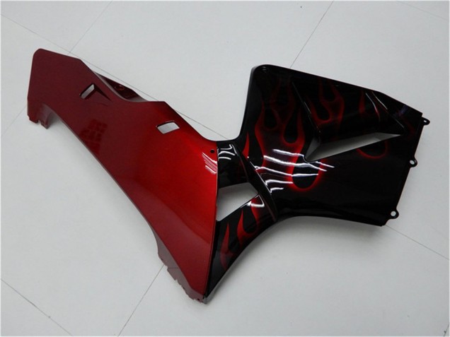 2005-2006 Honda CBR600RR Motorcycle Fairing Kits - Glossy Black Red Flame Canada