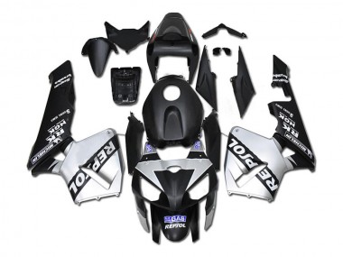 2005-2006 Honda CBR600RR Motorcycle Fairings - Black Silver Repsol Canada
