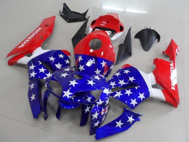 2005-2006 Honda CBR600RR Motorcycle Fairings - Red Blue White American Flag Canada