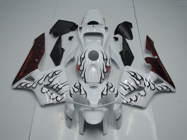 2005-2006 Honda CBR600RR Motorcycle Fairing - White Black Flame Canada