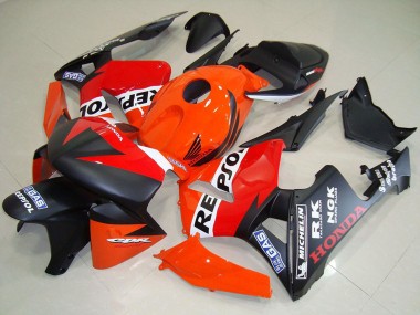 2005-2006 Honda CBR600RR Motorcycle Fairings - Orange Red White Matte Black Repsol Racing Canada