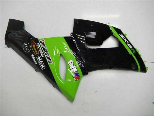 2005-2006 Kawasaki ZX6R Motorcycle Fairings - Green Glossy Black Elf Canada