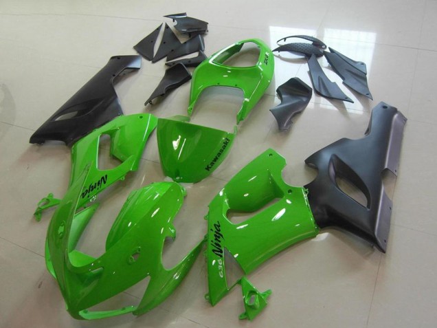 2005-2006 Kawasaki ZX6R Motorcycle Fairings - Green Matte Black Canada